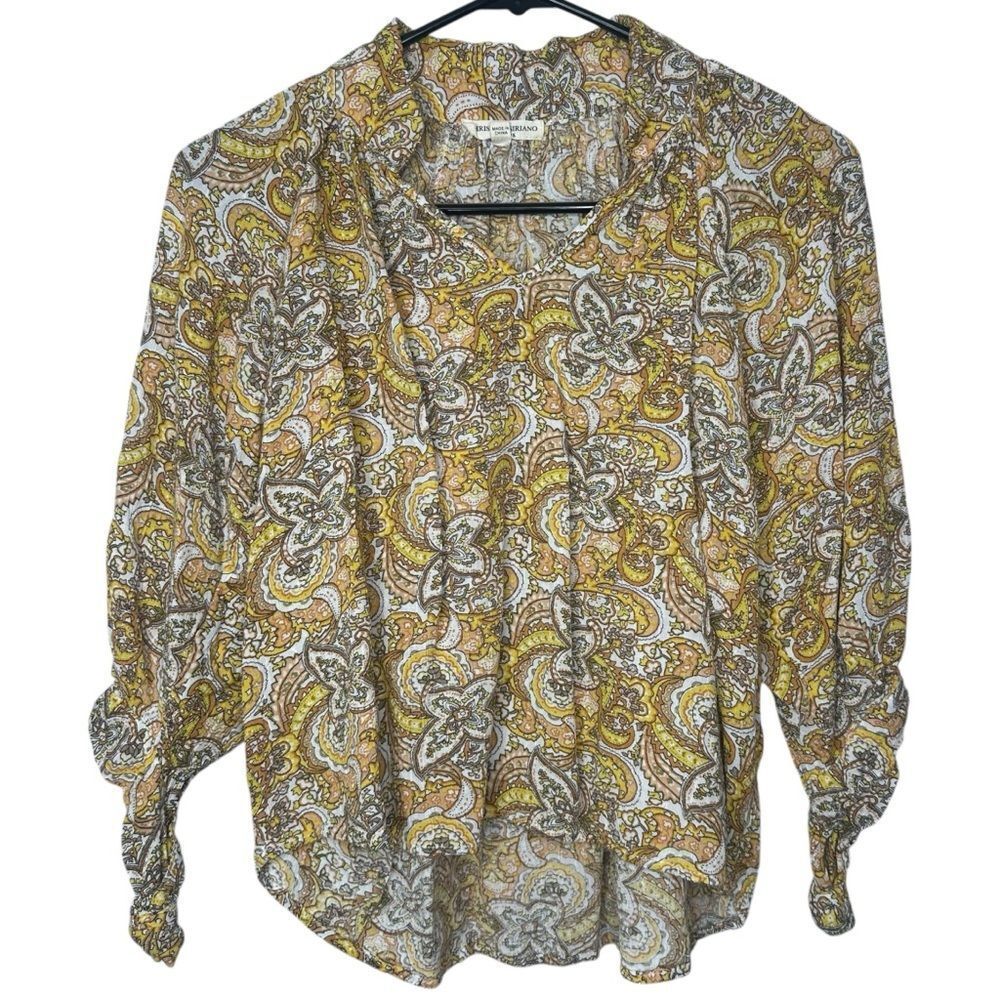 |EUC| CHRISTIAN SIRIANO Paisley Print Split Neck Blouse